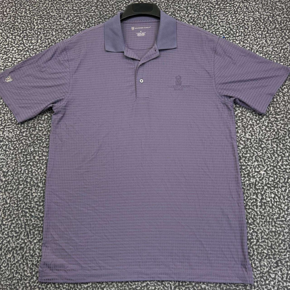 Oxford Golf Polo Shirt Men Medium Purple Short Sleeve Collared M